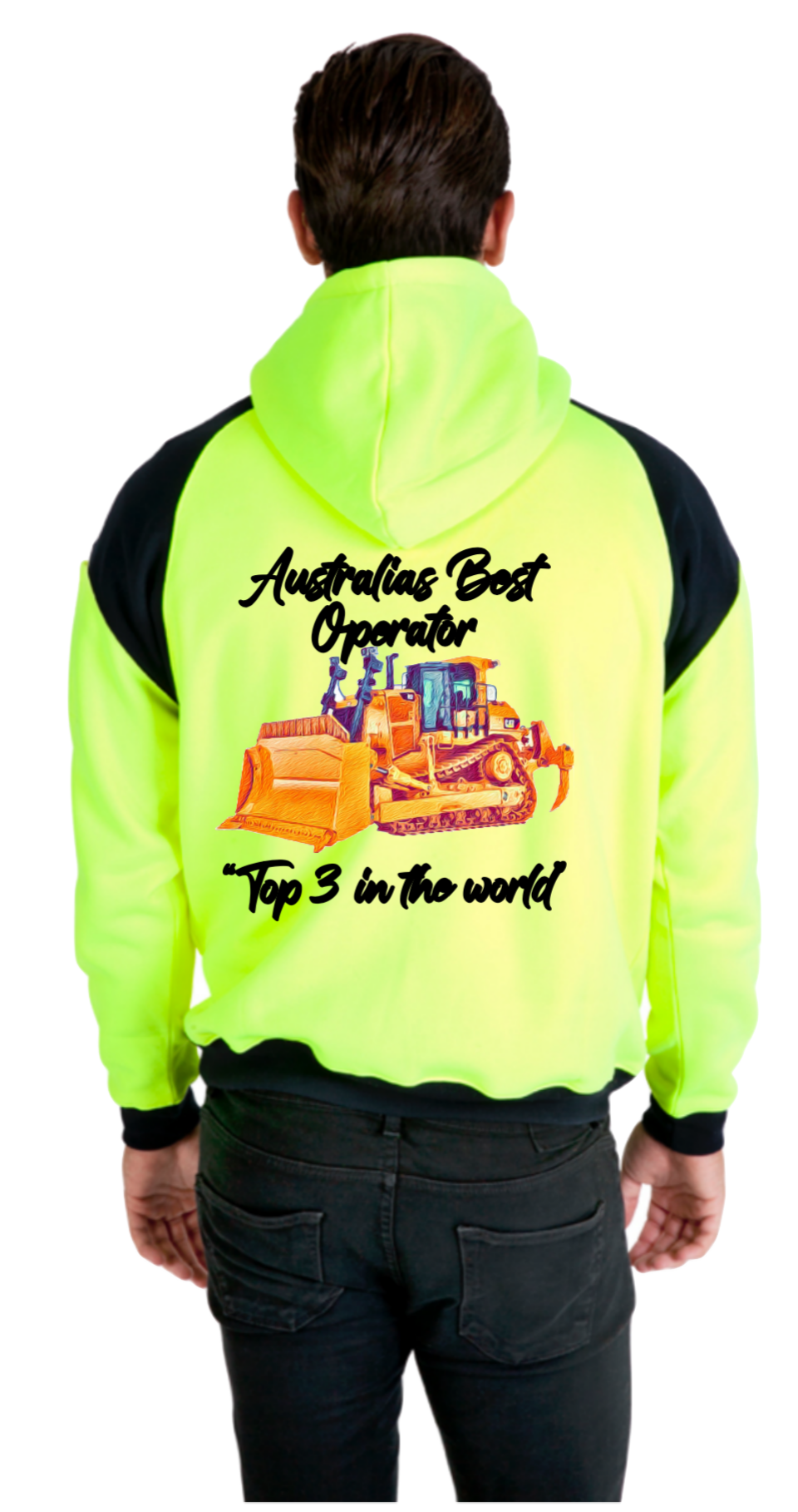 Hi Vis Yellow Hoodie- Australia’s best operator- Dozer