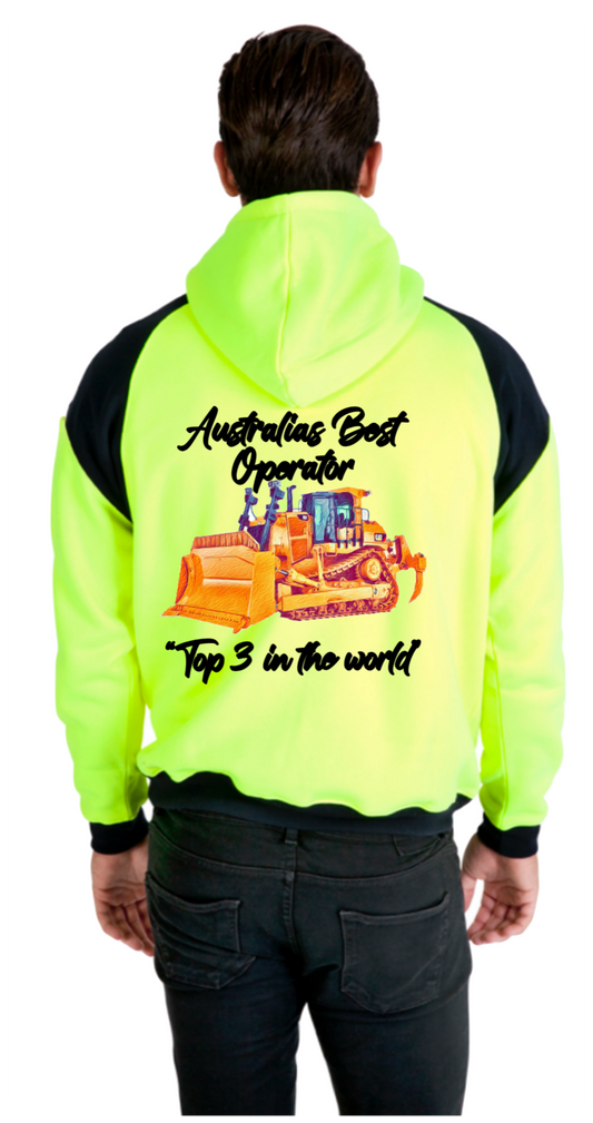 Hi Vis Yellow Hoodie- Australia’s best operator- Dozer